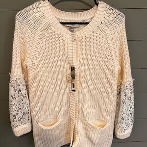 NWT Knitted Chunky Lace crochet bohemian cottagecore lace cardigan Lauren Conrad